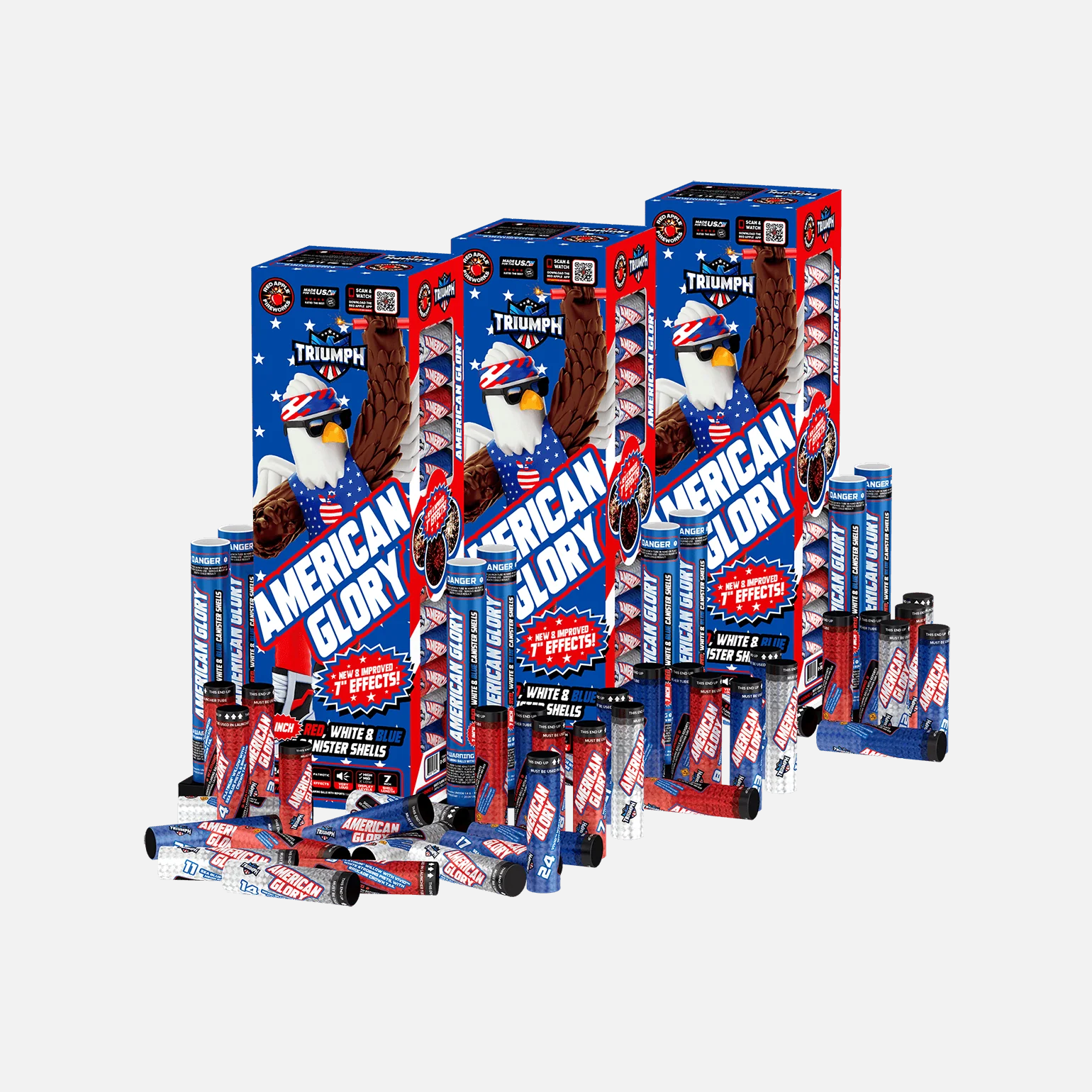 American Glory® 7" 24 Shot Red, White & Blue Canister Shells - Image 4