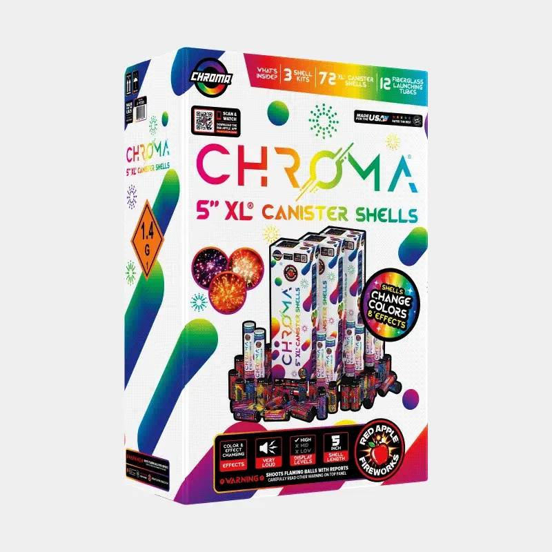 COLOR-CHANGING Chroma® 24 Shot 5 Inch XL® Canister Shells - Image 3